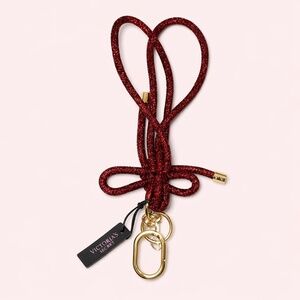 NWT Victoria’s Secret Burgundy Red Bling Bow Tie Knot Keychain Holder Wristlet